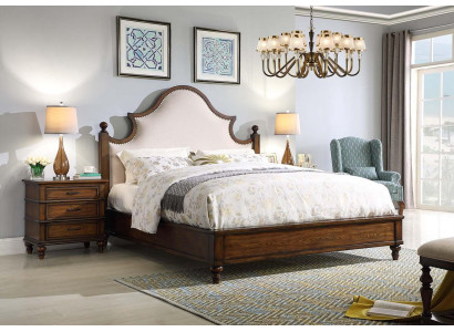 Cama 2x Mesita de noche 3 piezas Conjunto dormitorio Diseño Muebles tapizados Camas de lujo Nuevas