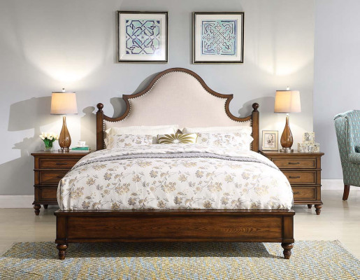 Cama 2x Mesita de noche 3 piezas Conjunto dormitorio Diseño Muebles tapizados Camas de lujo Nuevas