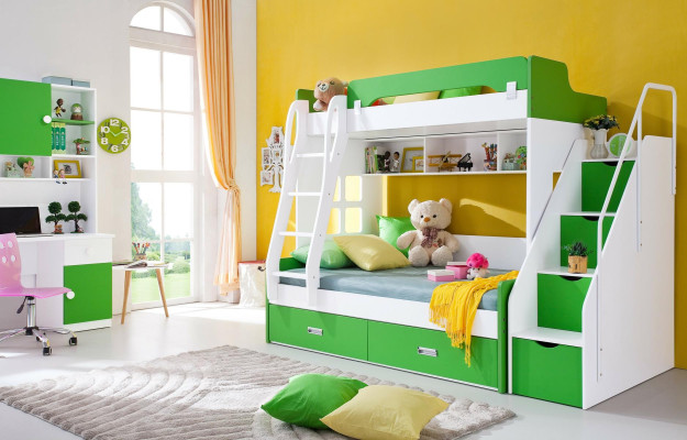 Cama juvenil Escritorio Armario Verde NUEVO Juego completo de habitación juvenil infantil