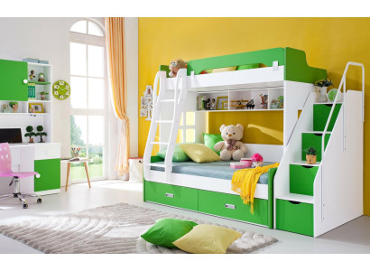 Cama juvenil Escritorio Armario Verde NUEVO Juego completo de habitación juvenil infantil
