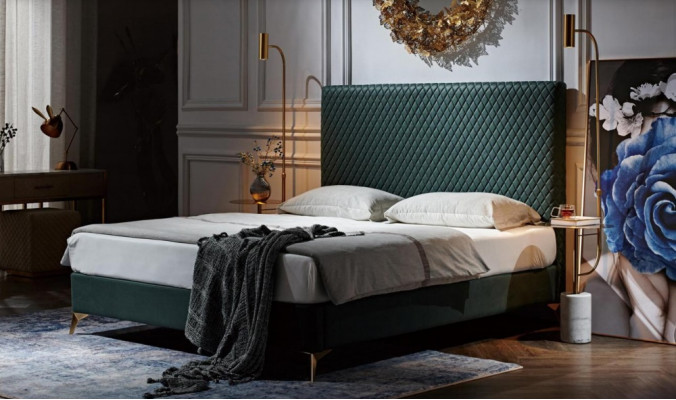 Diseño de lujo de camas acolchadas, camas dobles para dormitorio matrimonial, cama de hotel de cuero nueva.