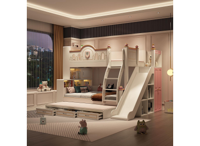 Litera de niños diseño moderno cama infantil habitación infantil camas rosa tobogán