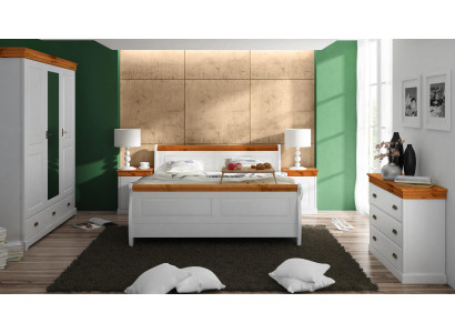 Casa de campo cama armario mesita de noche dormitorio completo de madera conjunto de 5 piezas nuevo
