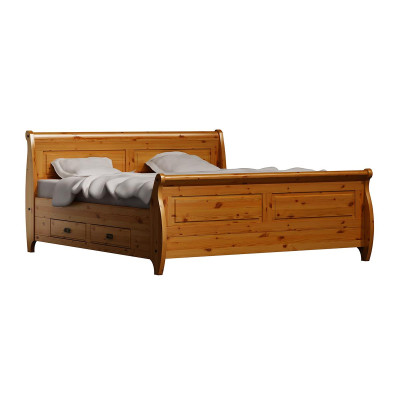 Diseño de lujo, cama doble de hotel, dormitorio de madera, cama de 180x200 cm, tapizada.