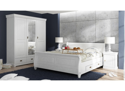 Set de dormitorio Cama Mesita de noche Armario de ropa Camas de hotel Diseño de madera 4 piezas.