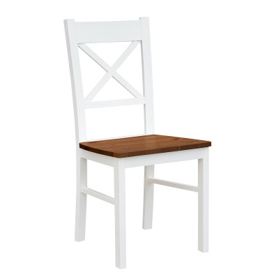 Silla de salón de campo 1x Comedor Madera maciza Salón Asiento Silla tapizada de madera Nueva