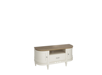 Elegante armario de TV blanco de madera natural: funcionalidad y estilo para tu interior.