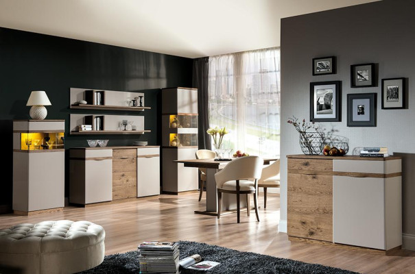 Vitrina estilo moderno colección de sala de estar Gabinete de vitrinas estantería aparador Blanco