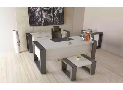 Muebles de oficina gris escritorio archivador cómoda mesa de centro conjunto de 3 piezas.