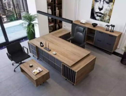 Juego de muebles modernos de diseño para despacho ejecutivo con 3 elementos.