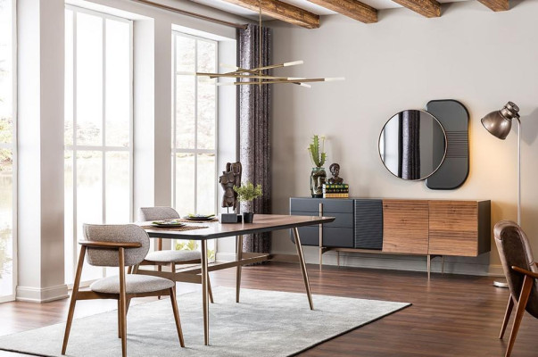 Grupo Comedor Mesa de Comedor Sillas Aparador 8 piezas Madera Mesa Marrón Nuevo
