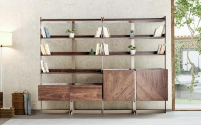 Moderna vitrina de salón, mueble de estantería de pie, muebles de madera maciza marrón estanterías.