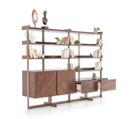 Moderna vitrina de salón, mueble de estantería de pie, muebles de madera maciza marrón estanterías.