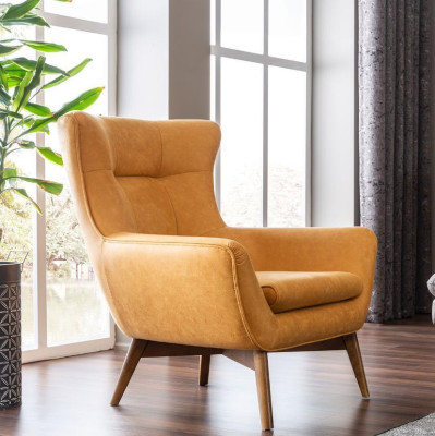 Sillón butaca Sillón de cóctel Asiento Diseño moderno Cuero sintético Amarillo