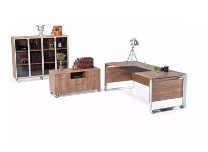 Set de muebles de oficina marrón escritorio cómoda archivador Set de 3 piezas mueble