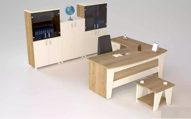 Muebles de oficina Escritorio en esquina Escritorio Mesa de centro 3 armarios archivadores de 6 piezas.