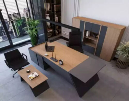 Muebles de oficina de lujo: escritorio, mesa de centro, archivador, juego de 3 piezas.