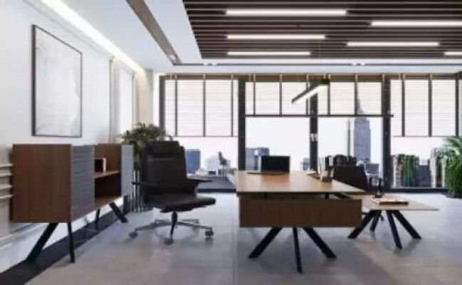 Set de oficina de alta calidad y elegante en un estilo moderno hecho de madera resistente.