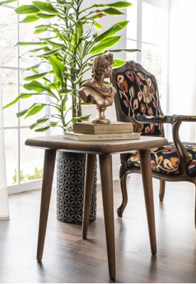 Mesa auxiliar moderna, mesa de café, muebles de lujo de madera para sala de estar, marrón.