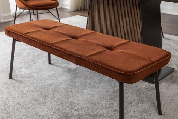 Muebles de asiento Banco acolchado Banco de madera Acolchado Tela Moderno Naranja Nuevo