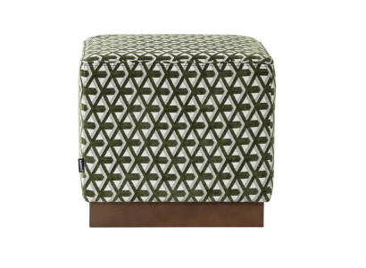 Taburete Puff Reposapiés Reposapiés tapizado verde y blanco Taburete acolchado Taburete de tela