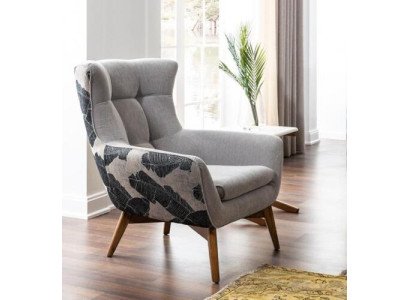 Sillón sillón de cocktail de poltrona, asiento de diseño moderno de tela gris.