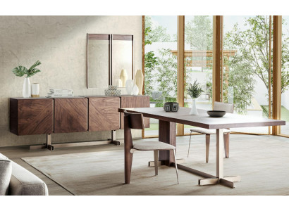 Comedor Mesa de comedor Grupo de sillas Aparador 8 piezas Mesa de madera Marrón Grupo de comedor