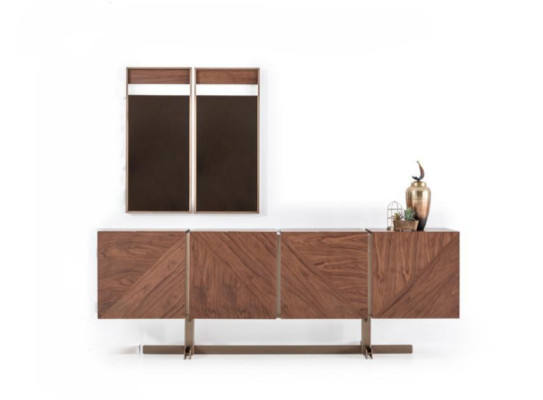 Comedor Mesa de comedor Grupo de sillas Aparador 8 piezas Mesa de madera Marrón Grupo de comedor