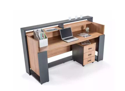 Mesas de diseño para recepción de hotel de oficina, mesas nuevas para exposición.