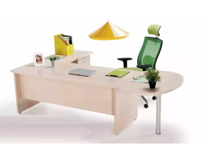 Escritorio de esquina exclusivo moderno beige con cómoda de oficina, 2 piezas.