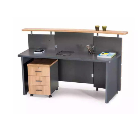 Recepción moderna con cómoda de madera gris muebles de oficina nuevos