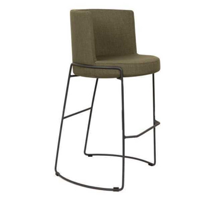 Taburete de bar moderno, silla de diseñador de tela para comedor, taburete de bar verde nuevo.