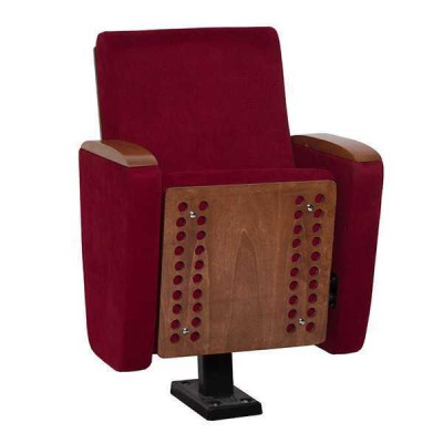 Sofá de 1 asiento de diseño teatral de lujo Art Deco en rojo, tejido nuevo.