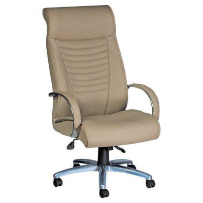 Elegante silla de juegos beige, silla de oficina, silla giratoria de escritorio, sillón de dirección.
