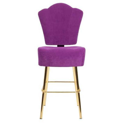 Moderno taburete lila diseñador taburete de bar textil elegante muebles de lujo taburete