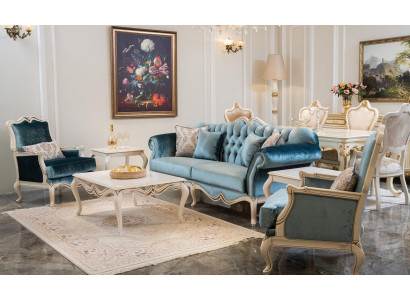 Conjunto de sofá de lujo 3 plazas Mesa de centro Sofá Sillón Tela Sofá de 4 piezas.