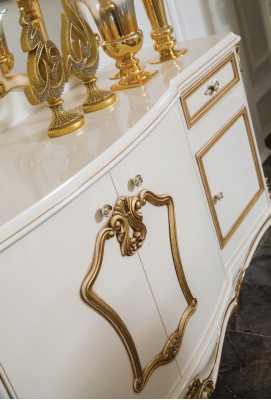 Comedor clásico, mesa de comedor, vitrina, 4 sillas, conjunto de comedor, cómodas, juego de 7 piezas.
