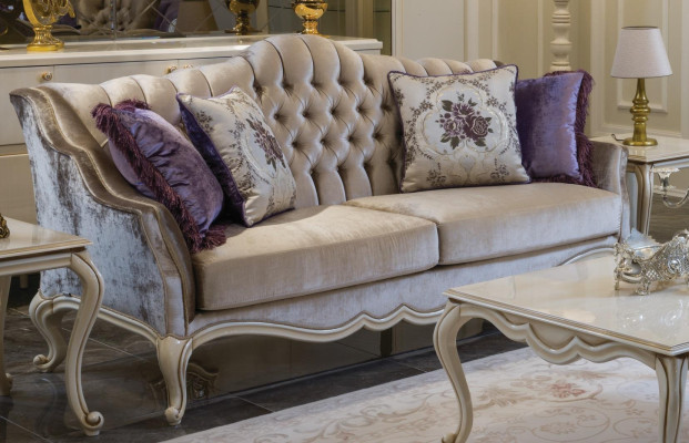 Tres sillones de lujo sofá de tres plazas tapizado clásico asientos salón muebles