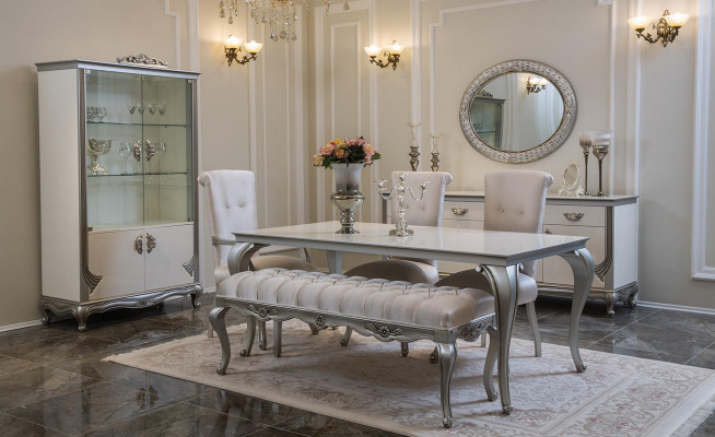 Vitrina de lujo de madera de cerezo Muebles italianos Aparador de sala con vitrina de vidrio