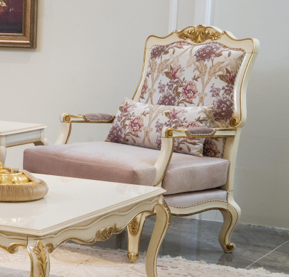 Muebles de lujo, diseño de sillón clásico Trono textil sala de estar