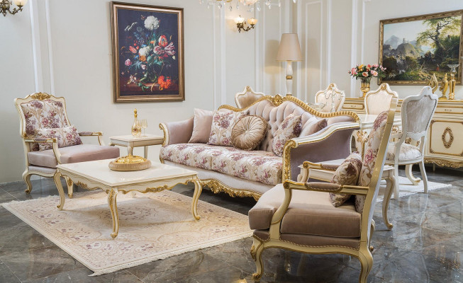 Muebles de lujo, diseño de sillón clásico Trono textil sala de estar