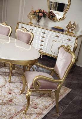 Mesa de comedor de lujo, mesa de lujo, mesa de madera de lujo de Italia, mesas de comedor clásicas, muebles clásicos.