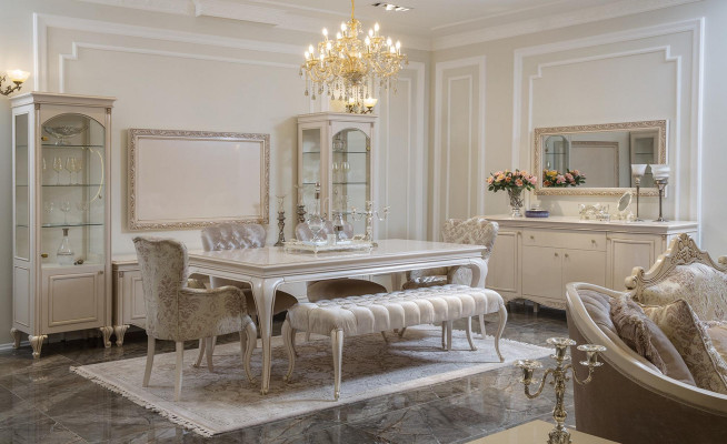 Vitrina Gabinete de vidrio de madera Aparadores Salón vitrinas Lujo italiano