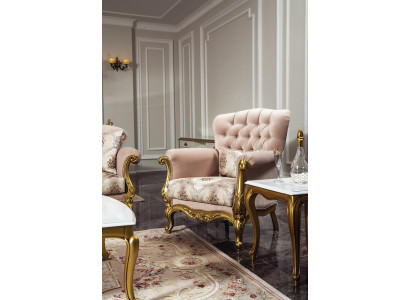 Diseño de sillón de lujo. Muebles de madera clásicos Chesterfield. Textil para sala de estar, nuevo.