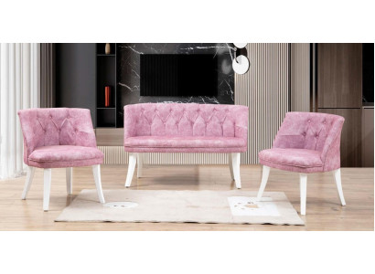 Conjunto de asientos de cocina bancos sillas rosa conjunto de asientos Chesterfield muebles tapizados en tela