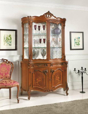 Vitrina Aparador de comedor Muebles de madera maciza italiana Armarios de vidrio Nuevo