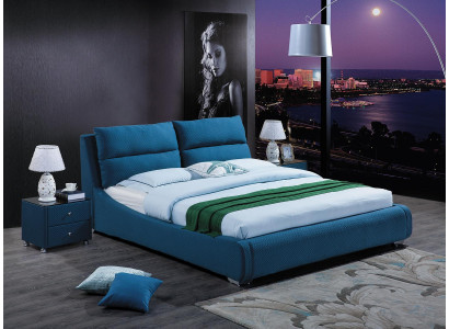 Diseño de cama de cuero para dormitorio de 3 piezas. Conjunto de 2 mesitas de noche. Muebles de cama de lujo.