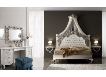Conjunto completo de dormitorio Cama barroca real Tocador Mesita de noche 6 piezas.