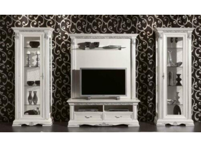 Mueble de pared clásico para sala de estar, vitrina, mueble para televisión, estantería, armario, 4 piezas, madera maciza.