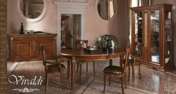 Comedor conjunto de madera maciza estilo barroco rococó mesa 4 sillas vitrina cómoda